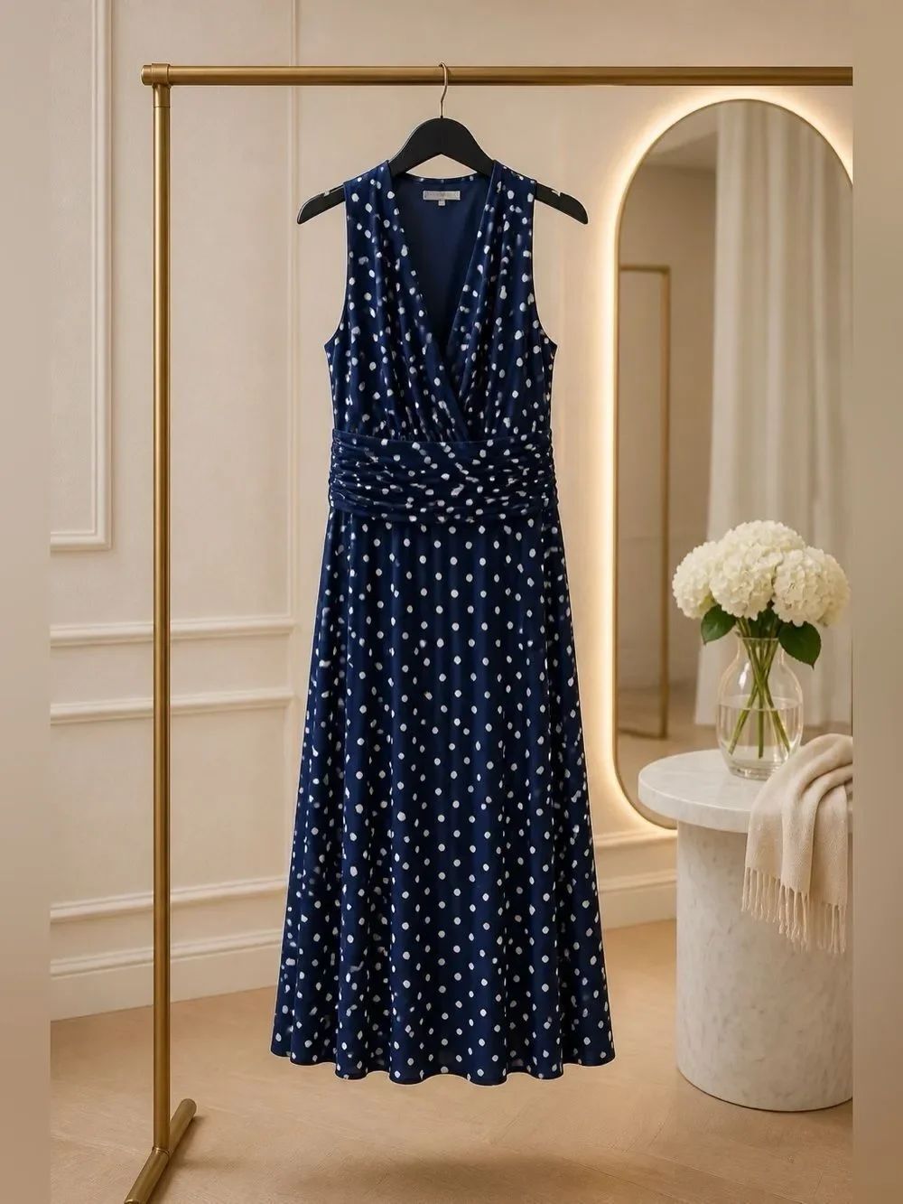 BLUE & WHITE POLKA DOT DRESS by EVAN PICONE S-12